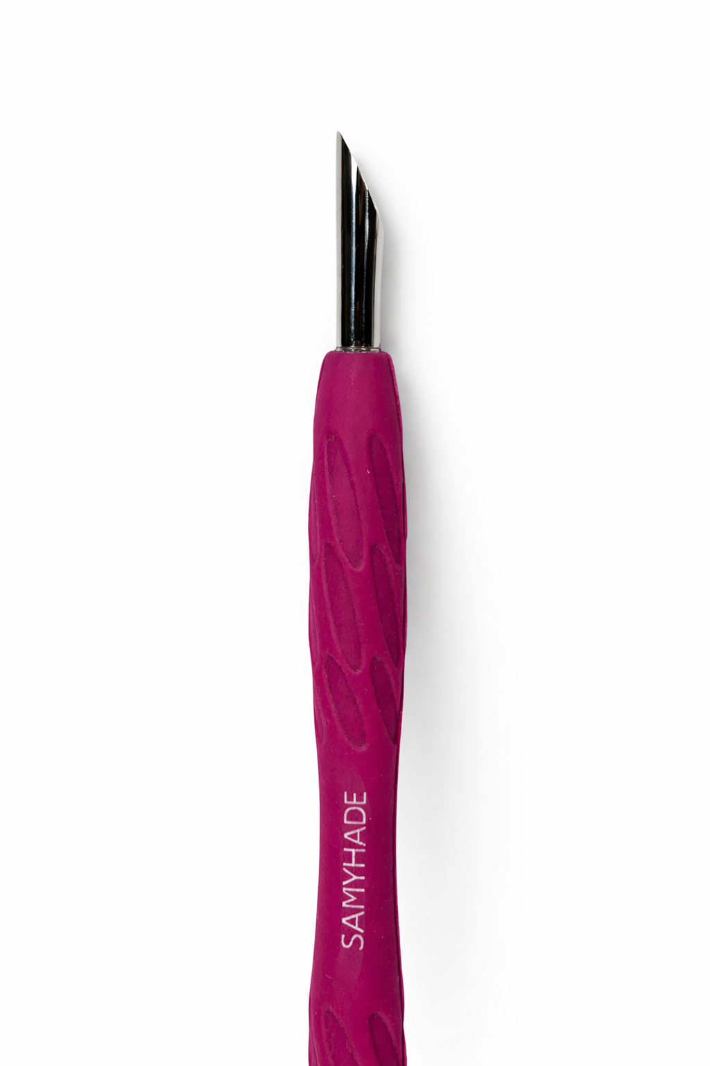 Manicure pusher with pink silicone handle (straight flat and loop pusher)