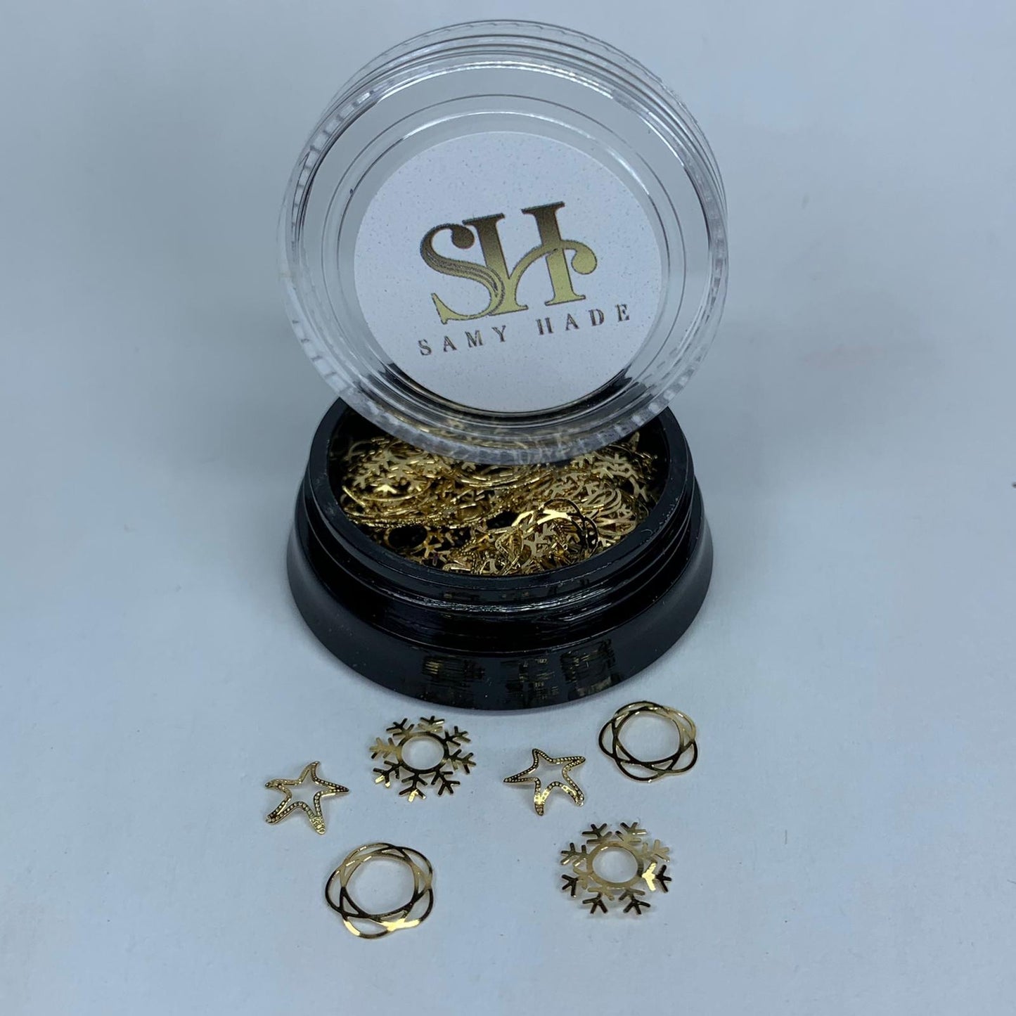 1 Bottle Snowflake flower designs gold metalli
