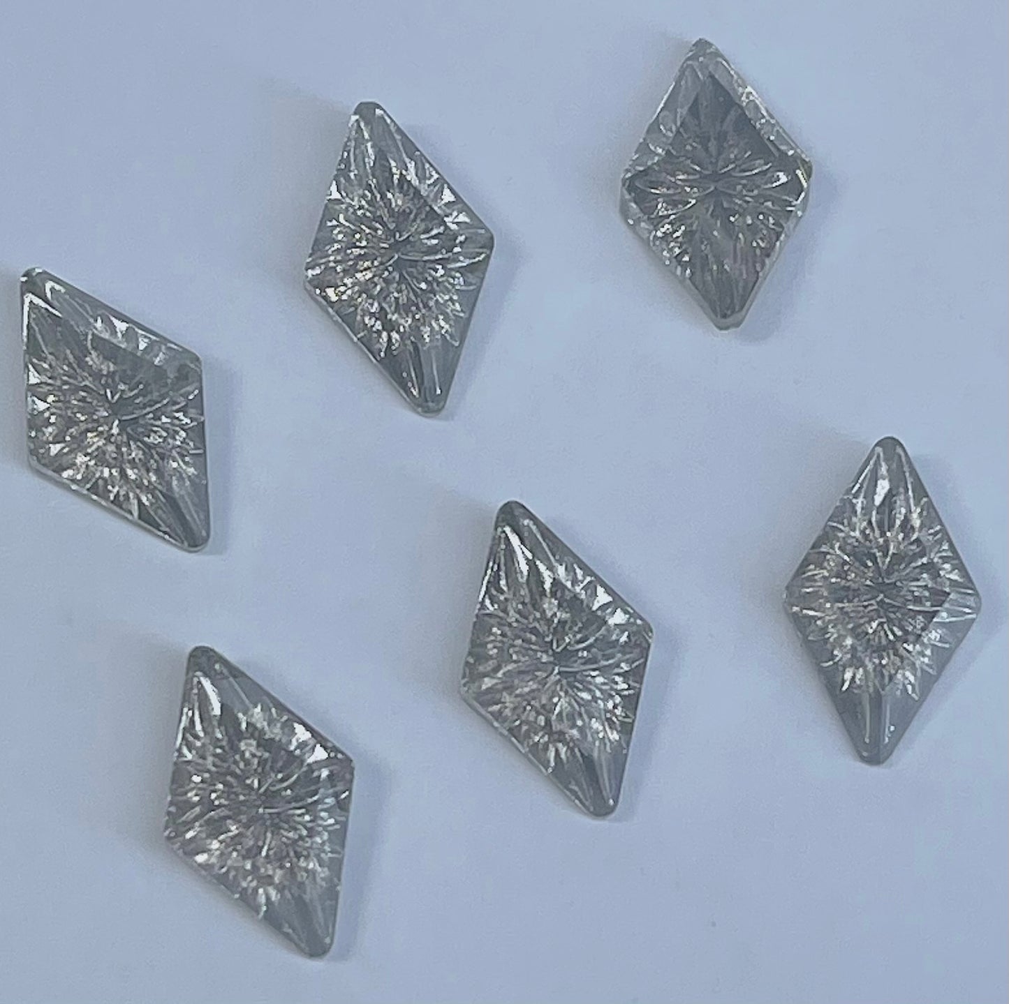 Crystals Silver color Diamond shape 6 PCs