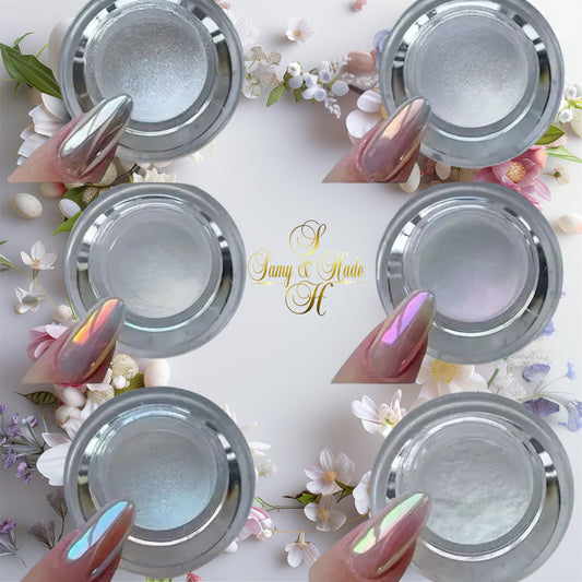 Chrome nail powder, Aurora 6 colores