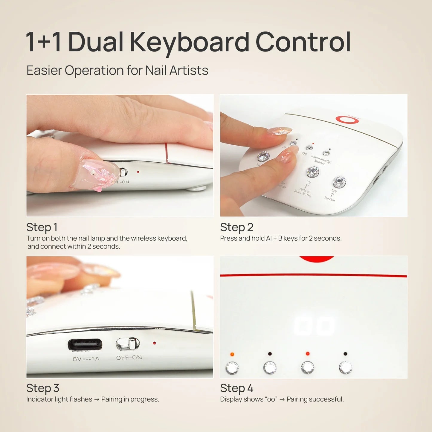 Teclado inalámbrico para lámpara de uñas AI