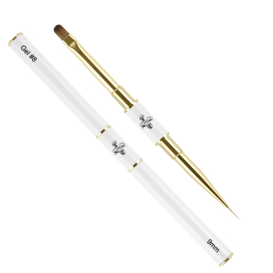 Pincel Doble Profesional (Oval #8 + Liner 9mm)