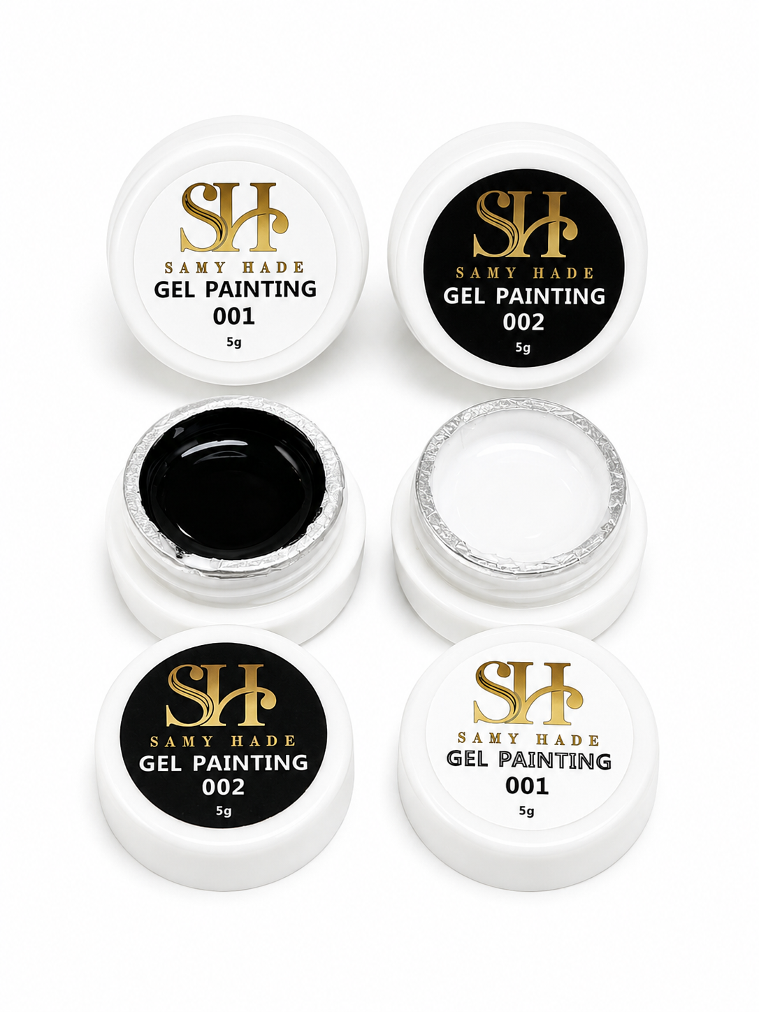 Gel painting #1  white &  #2 black  duo