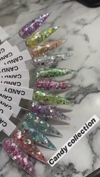 Glitter candy colección 12 colores