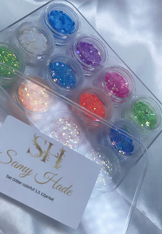Set glitter colorfull 1.5 12 jar/set