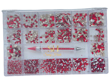 Load image into Gallery viewer, 2400 Multi Shape Rhinestones Box red Crystal
