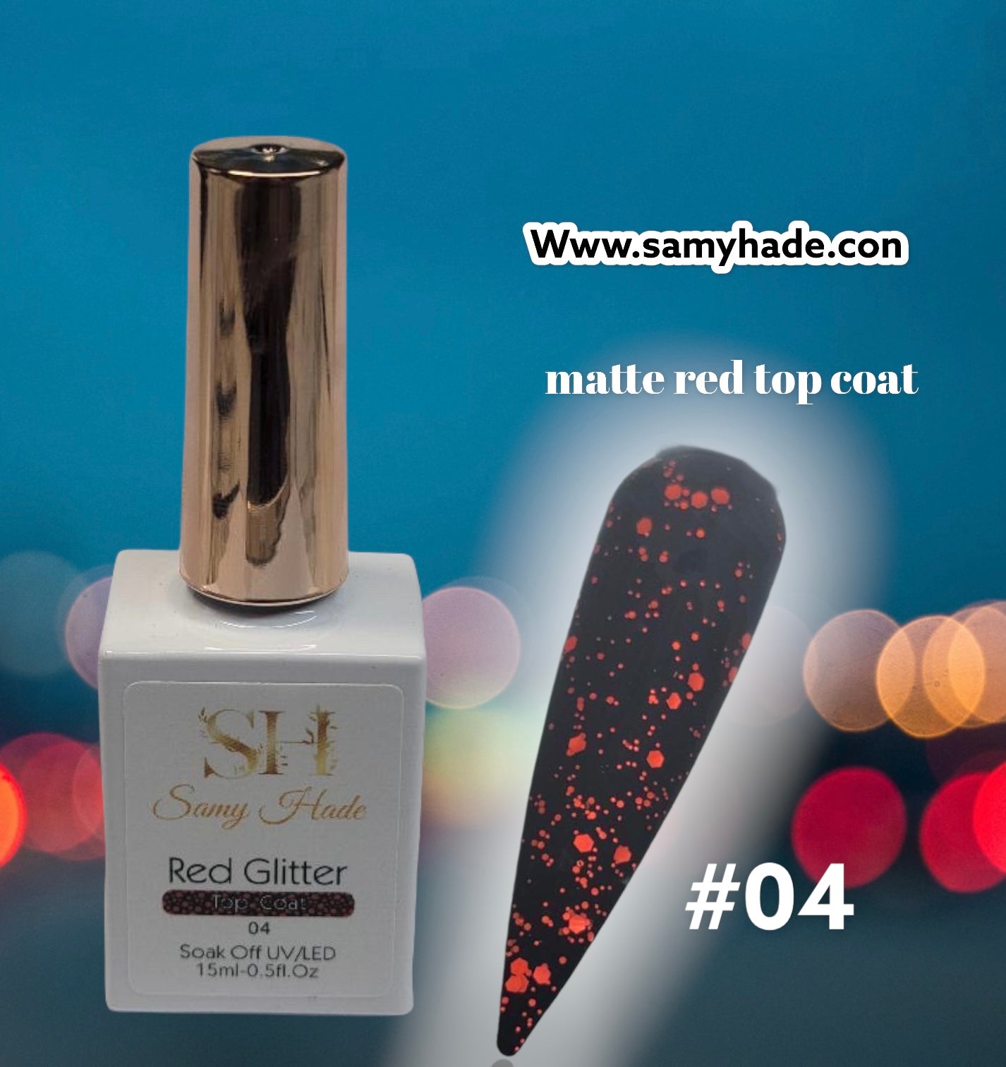 Red glitter matte top coat #04 15ml
