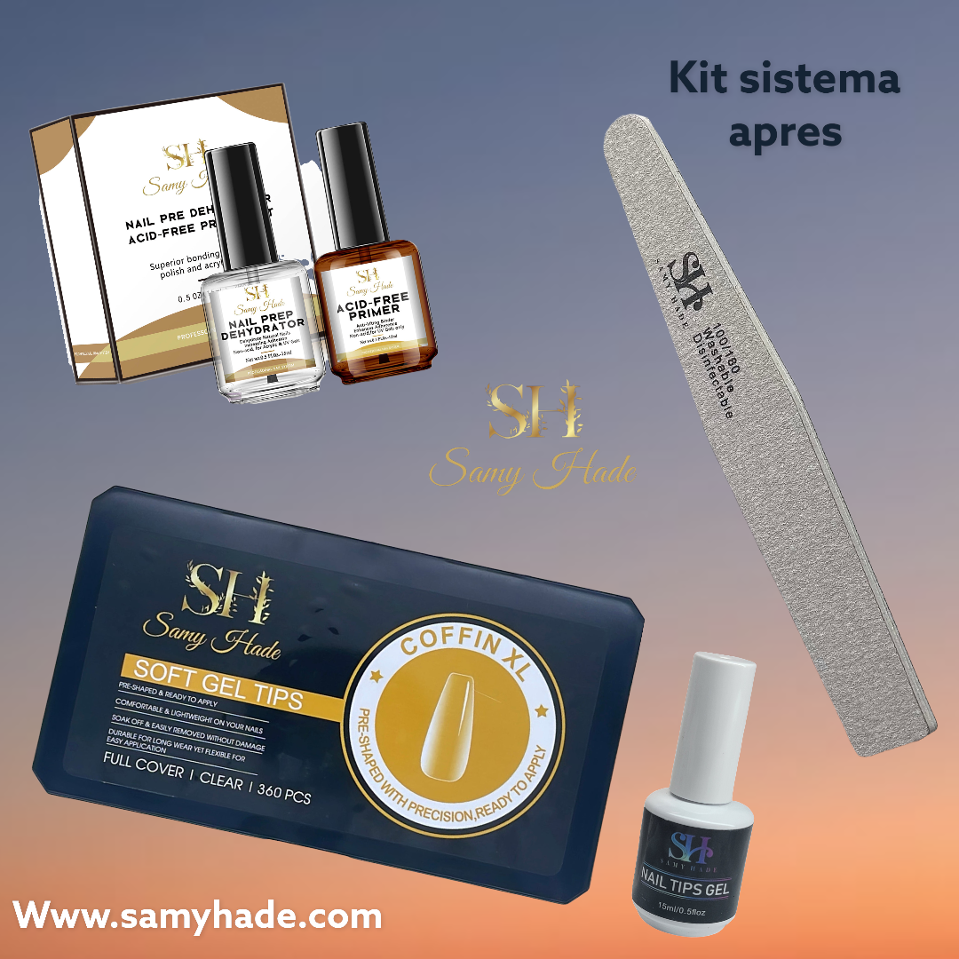 Kit nails apres 1box nails soft gel tips 1 nails tips gel 1set dehydrator &primer  1 lima