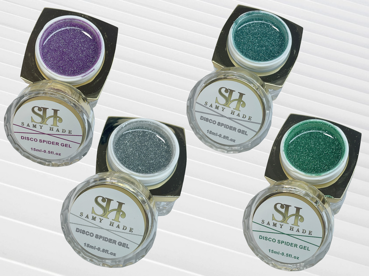4 colores Disco spider gel light green ,purple,silver,green