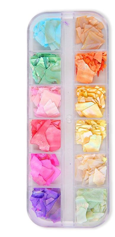 Concha nácar natural paquete 12 unidades  12 colores pasteles de concha nácar natural