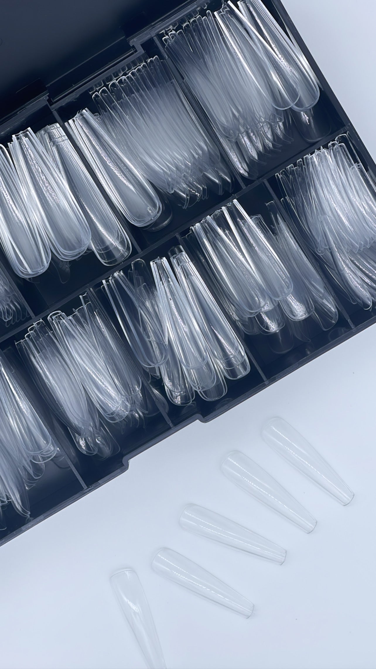 Sof gel tips coffin xl full cover clear 360 pcs