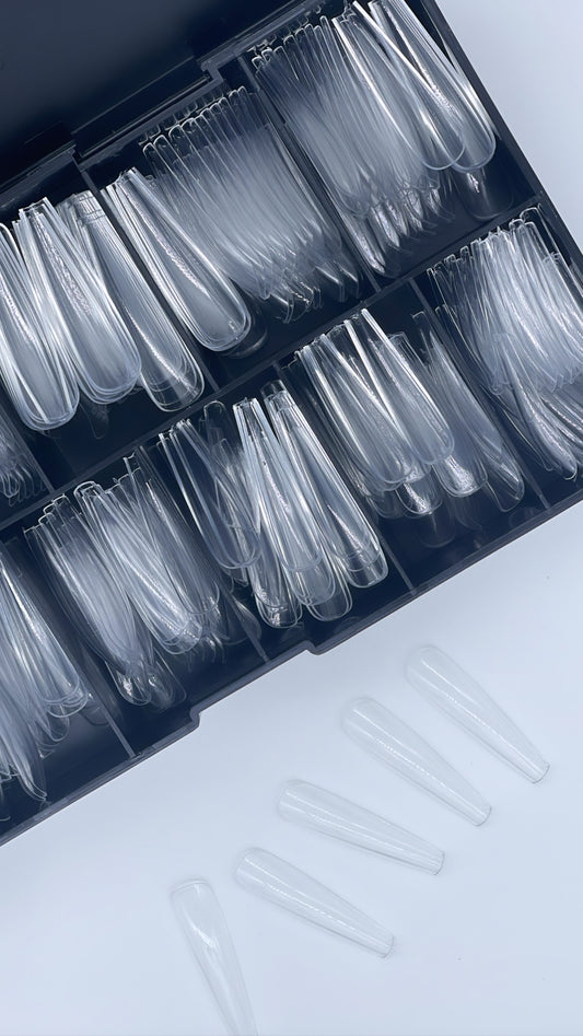 Sof gel tips coffin xl full cover clear 360 pcs